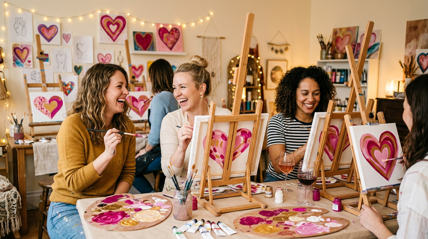 Paint and wine party at Heart to Heart 111